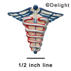 0631 - Caduceus - Medical Sign - Red, White, & Blue - Resin Decoration