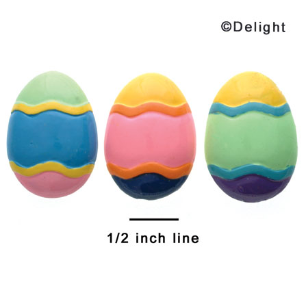 0637 - 3 Assorted Bright Striped Easter Eggs - Resin Decoration