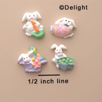 0638 tlf - Mini 4 Assorted Pastel Easter Bunny Set - Resin Decoration