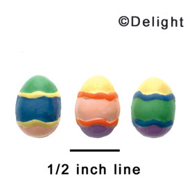 0639 - Mini 3 Assorted Bright Striped Easter Eggs - Resin Decoration