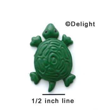 0663 - Medium Bright Green Turtle - Top View - Resin Decoration