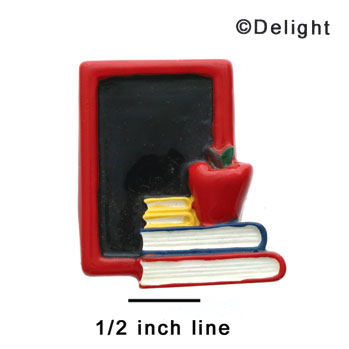 0665 - Red Slate with Books & Apple - Resin Decoration