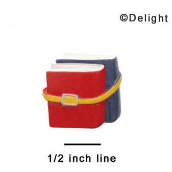 0669 - Medium Red & Blue Books with Belt - Resin Decoration
