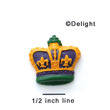 0680 - Mardi Gras Crown - Golden Yellow, Purple, and Green - Resin Decoration