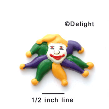 0687 - Large Mardi Gras Jester - Golden Yellow, Purple, and Green - Resin Decoration