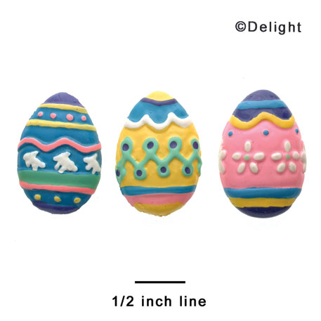 0689 - 3 Assorted Fancy Bright Easter Eggs - Resin Decoration