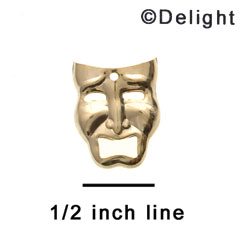 0690 - Mini Gold Tragedy Mask - Stamped Metal Charm