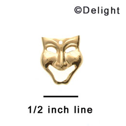 0691 - Mini Gold Comedy Mask - Stamped Metal Charm