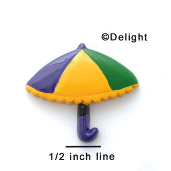 0699 - Mardi Gras Parisol/Umbrella - Golden Yellow, Purple, and Green - Resin Decoration