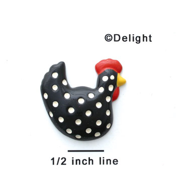 0722 - Black Rooster with White Spots - Resin Decoration