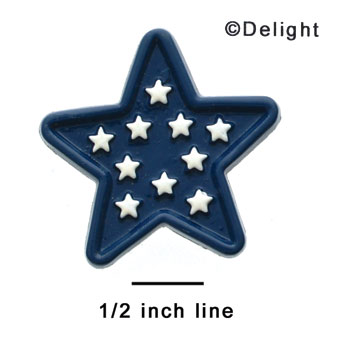 0727-12 - Large Blue Star with White Stars - Resin Decoration (12 per package)