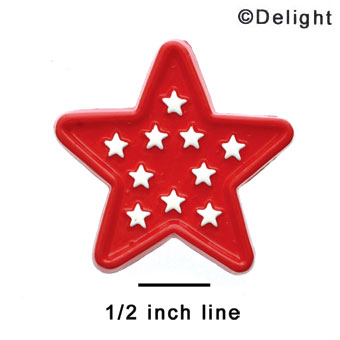 0728 - Large Red Star with White Stars - Resin Decoration