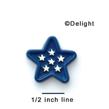 0729-12 - Small Blue Star with White Stars - Resin Decoration (12 per package)