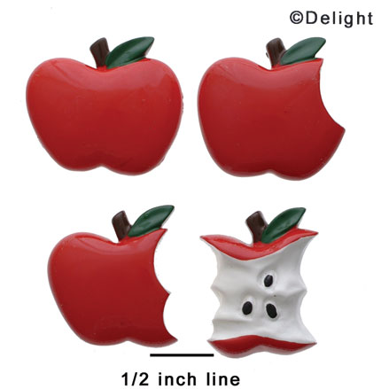 0764 - 4 Assorted Apple Bites - Resin Decoration