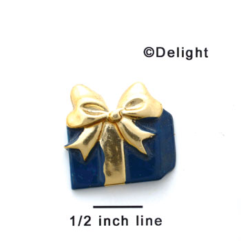 0801 ctlf - Large Blue Present with Gold Bow - Resin Decoration