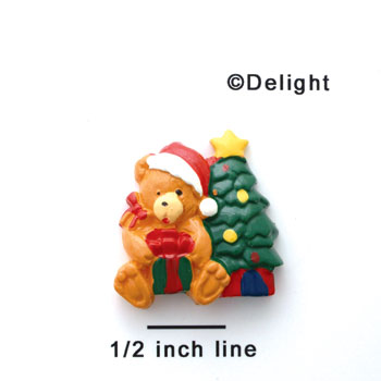 0849 tlf - Large Bear With Present & Christmas Tree - Resin Decoration