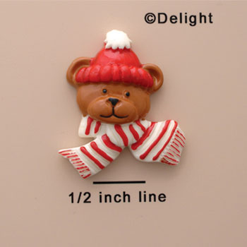 0858 - Medium Bear Face with Scarf - Resin Decoration