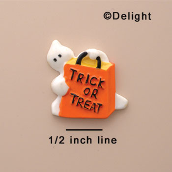 0871* ctlf - Medium Ghost with Trick or Treat Bag (Left & Right) - Resin Decoration