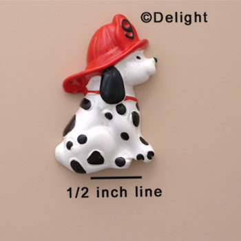 0897 tlf - Medium Sitting Dalmatian Dog with Firefighter Hat - Resin Decoration
