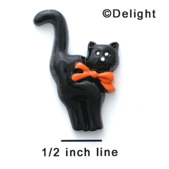 1015* ctlf - Black Cat with Orange Bow (Left & Right) - Resin Decoration