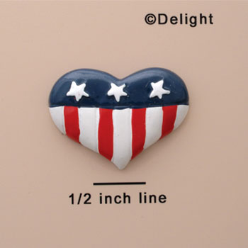 1035 - Medium USA Heart with 3 Stars - Resin Decoration