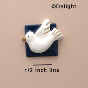 1043 tlf - White Dove on Blue Background - Resin Decoration