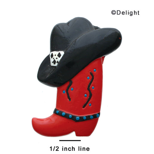 1087-12 - Jumbo Red Cowboy Boot with Black Hat - Resin Decoration (12 per package)