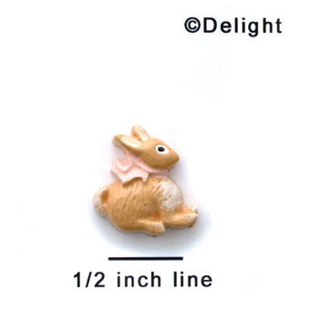 1103* ctlf - Mini Brown Bunny with Pink Bow (Left & Right) - Resin Decoration