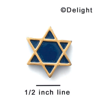 1104 ctlf - Medium Gold & Blue Star of David - Resin Decoration