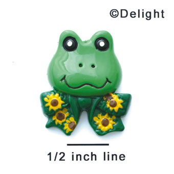 1154 - Frog Face with Sunflower Bow - Resin Decoration