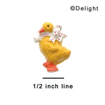 1168 - Medium Yellow Baby Duck with Spotted Bow - Resin Decoration
