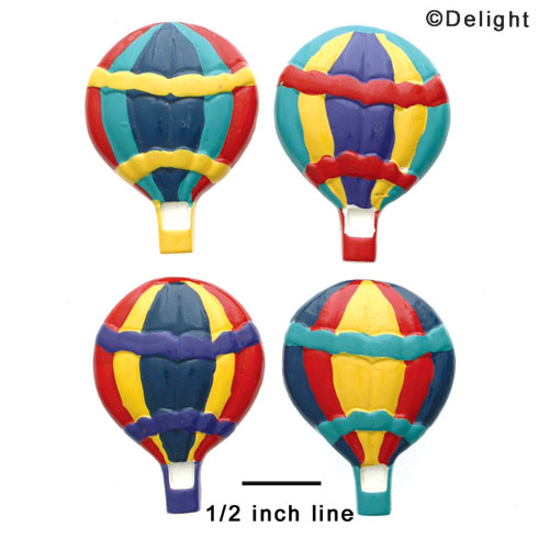 1228 - 4 Assorted Hot Air Balloons - Resin Decoration
