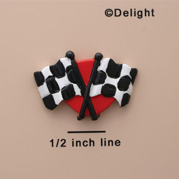 1723 - Medium Red Checkered Flags - Resin Decoration