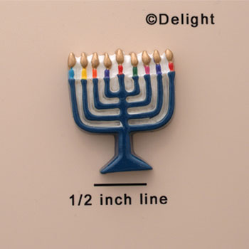 1738 ctlf - Medium Menorah with Colored Candles - Resin Decoration