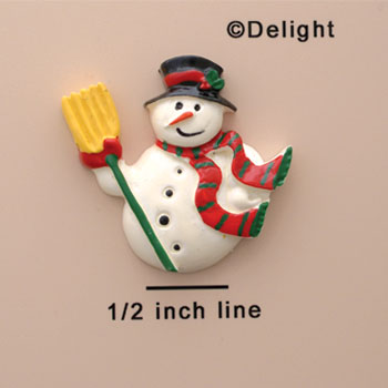 1855* - Medium Snowman with Broom - Resin Decoration