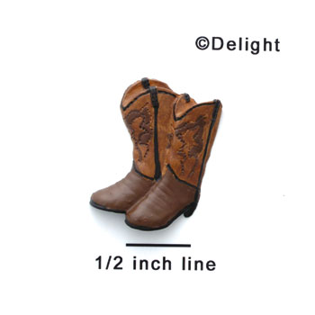 5392 - Cowboy Boots Brown Matte Mini - Resin Decoration