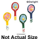 9864 - 4 Assorted Mini Tennis Racquets - Resin Decoration